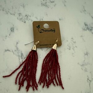 Red Beaded Tassel Earrings BNWT